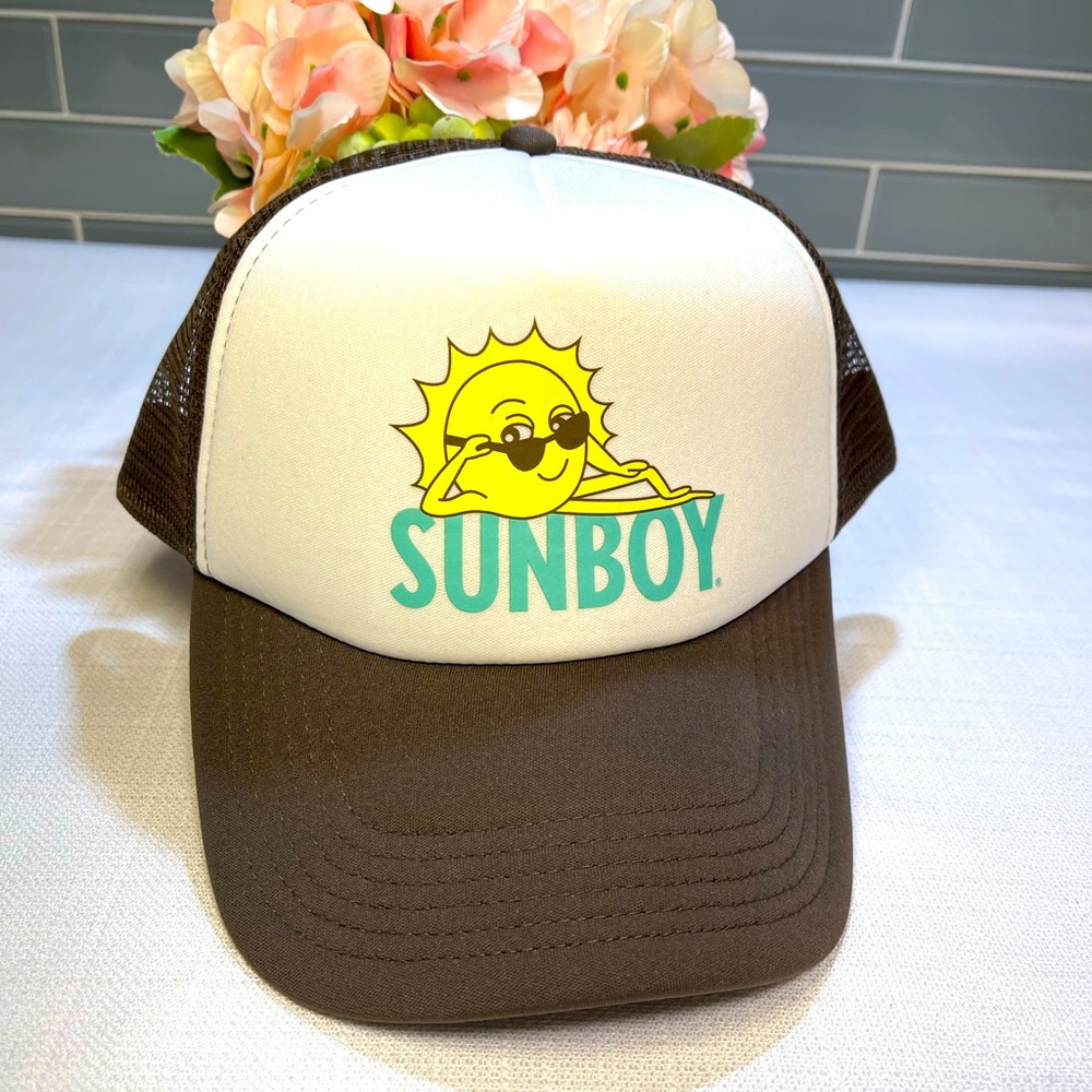 NWOT “Sunboy” Brown Adjustable Trucker Hat